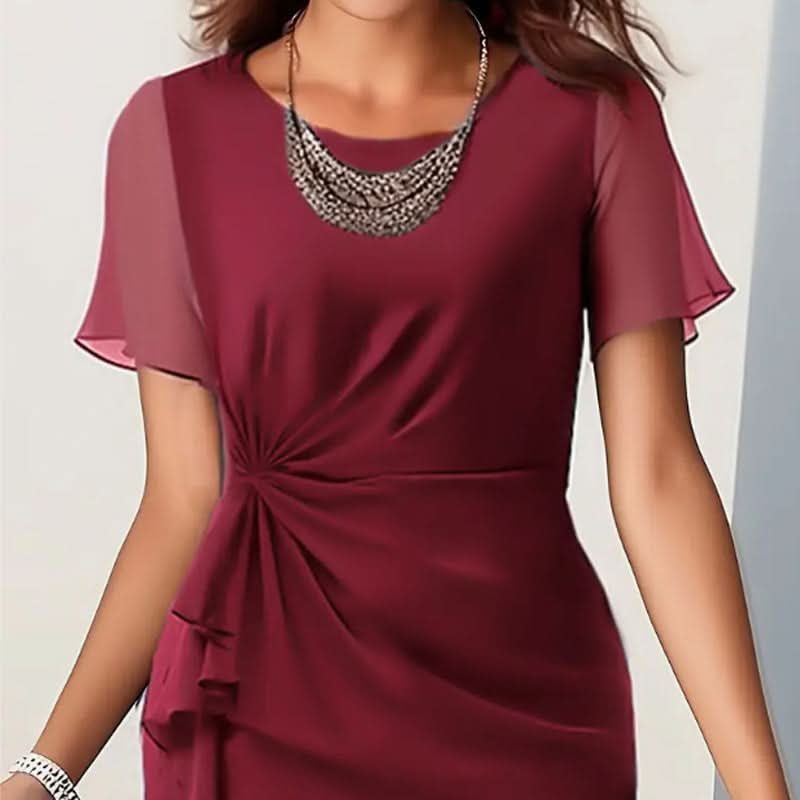 Women's Flutter Sleeve Ruffle Wrap Midi Dress