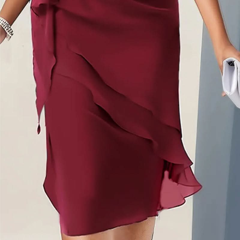 Women's Flutter Sleeve Ruffle Wrap Midi Dress