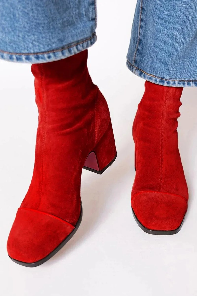 Women's Block-Heel Suede Leopard-Toe Ankle Boots