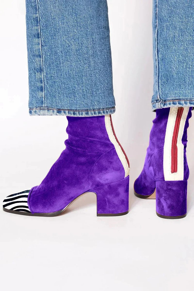 Women's Block-Heel Suede Leopard-Toe Ankle Boots