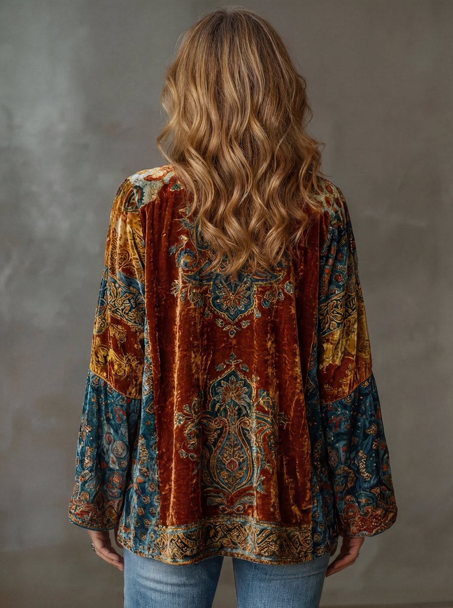 Women's Boho Quilted Kimono Cardigan