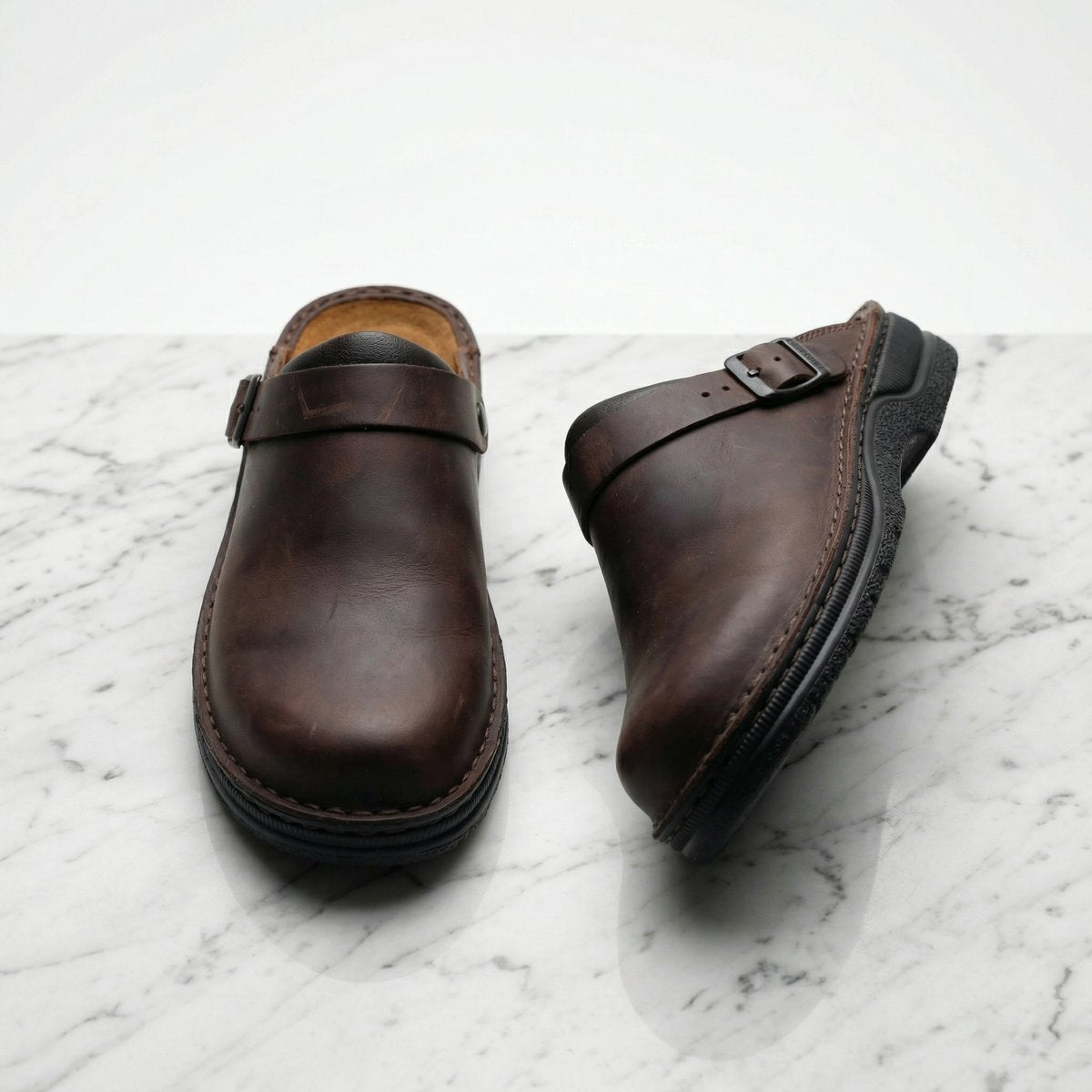 Women's Premium Leather Slip-On Clogs