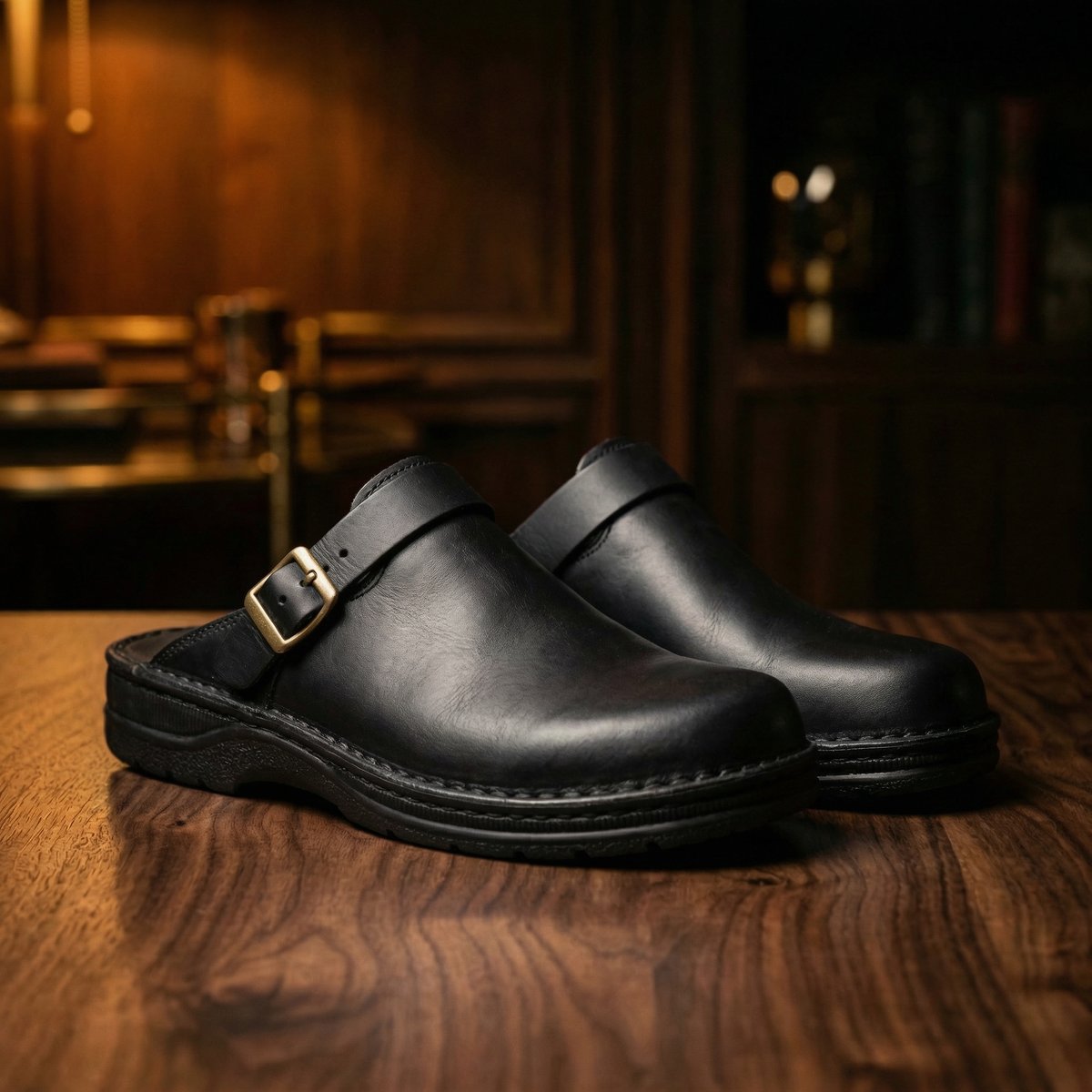 Women's Leather Slip-On Clog Boots