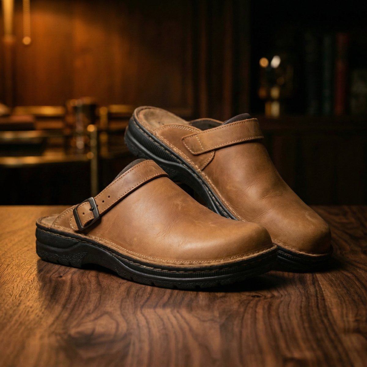 Women's Leather Slip-On Clog Boots