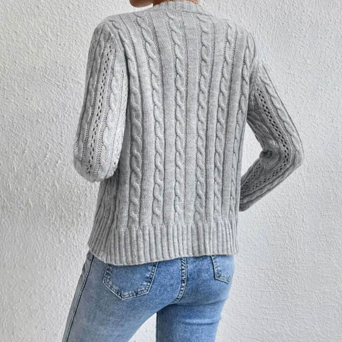 Women's Cropped Cable-Knit Button-Front Cardigan - Beige