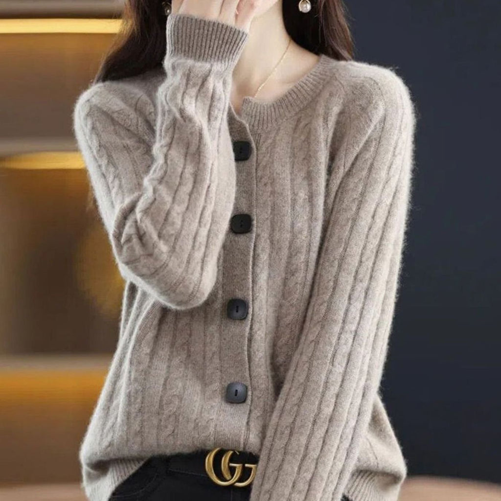 Women's Cable-Knit Button-Front Relaxed Cardigan - White