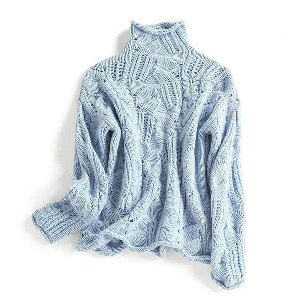 Women's Cable Knit Turtleneck Loose-Fit Pullover