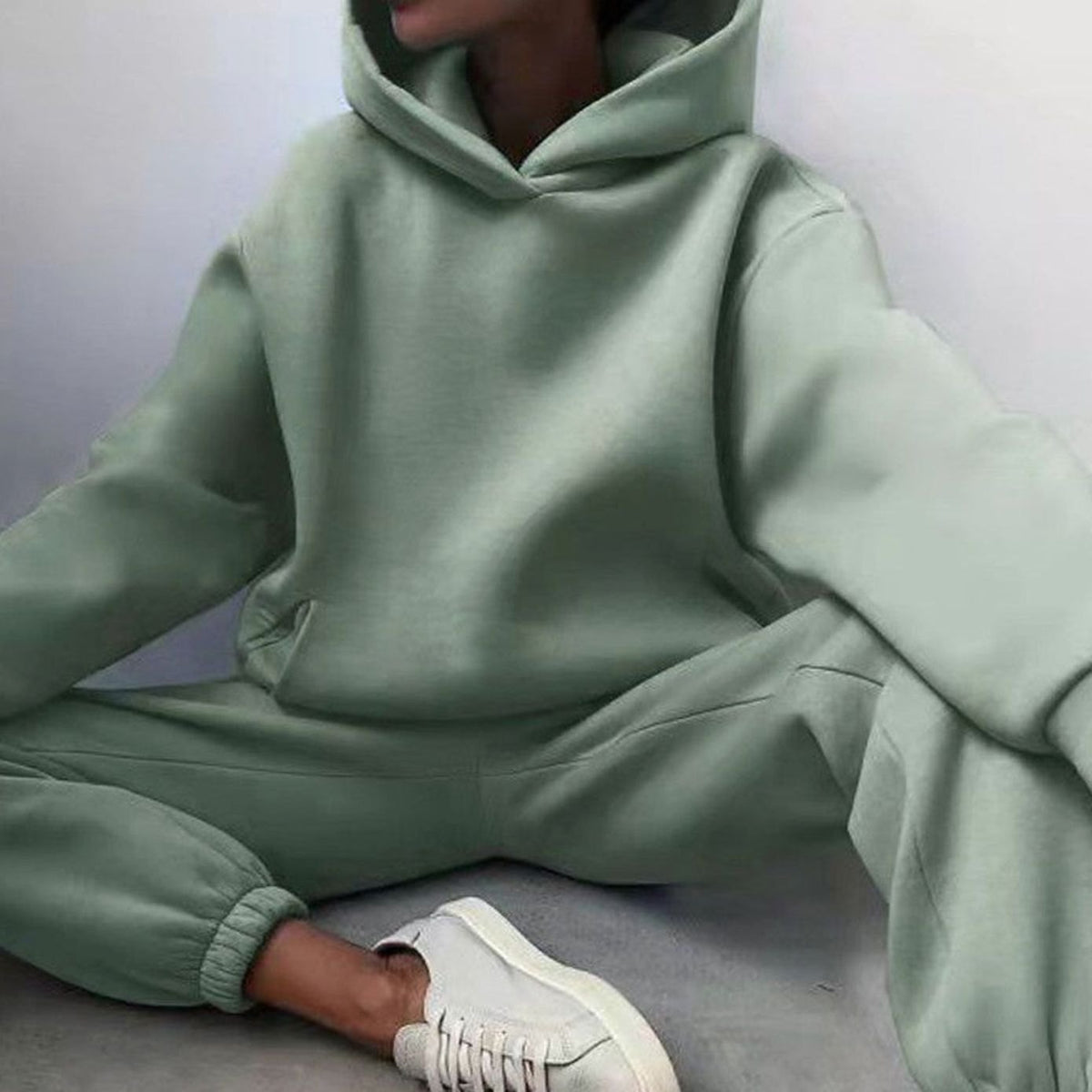 Women's Casual Loose-Fit Hoodie Jogger Set - White