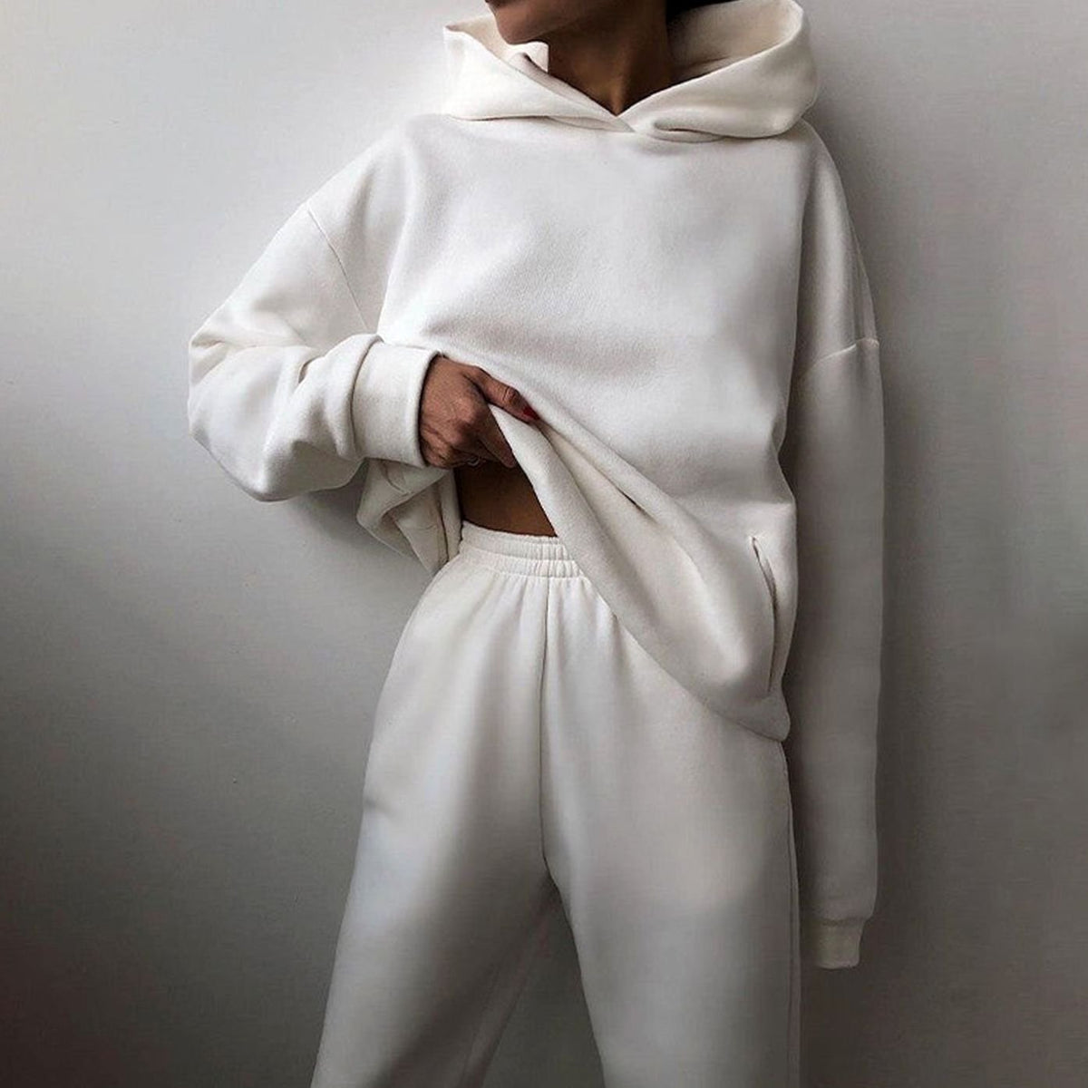 Women's Casual Loose-Fit Hoodie Jogger Set - Green