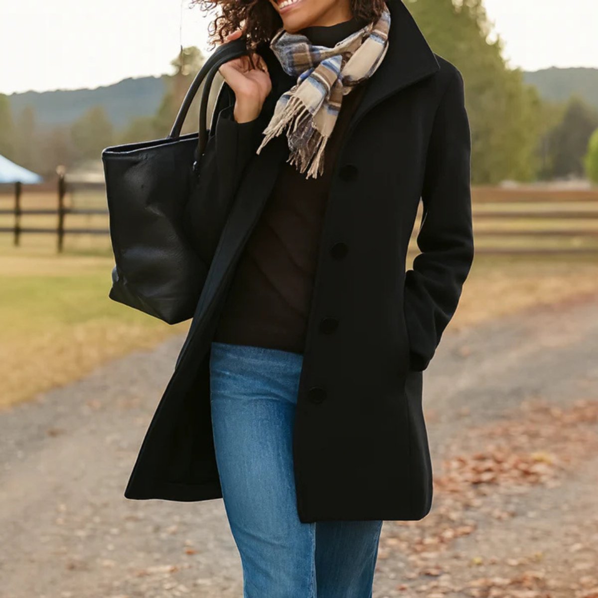 Women's Mid-Length Wool-Blend Coat