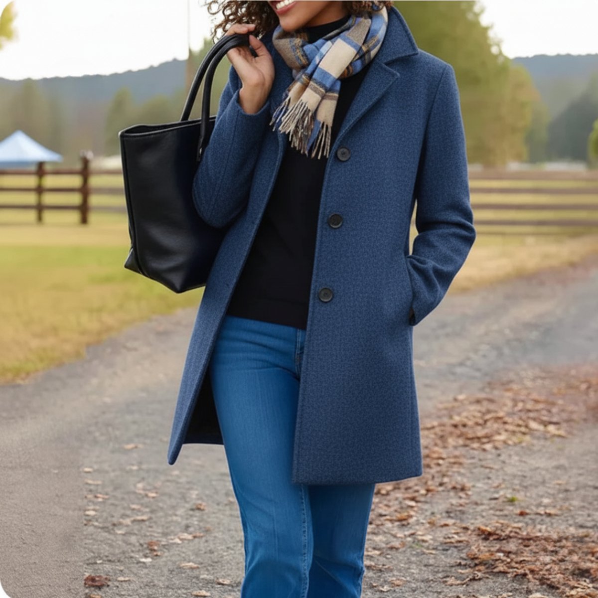 Women's Mid-Length Wool-Blend Coat