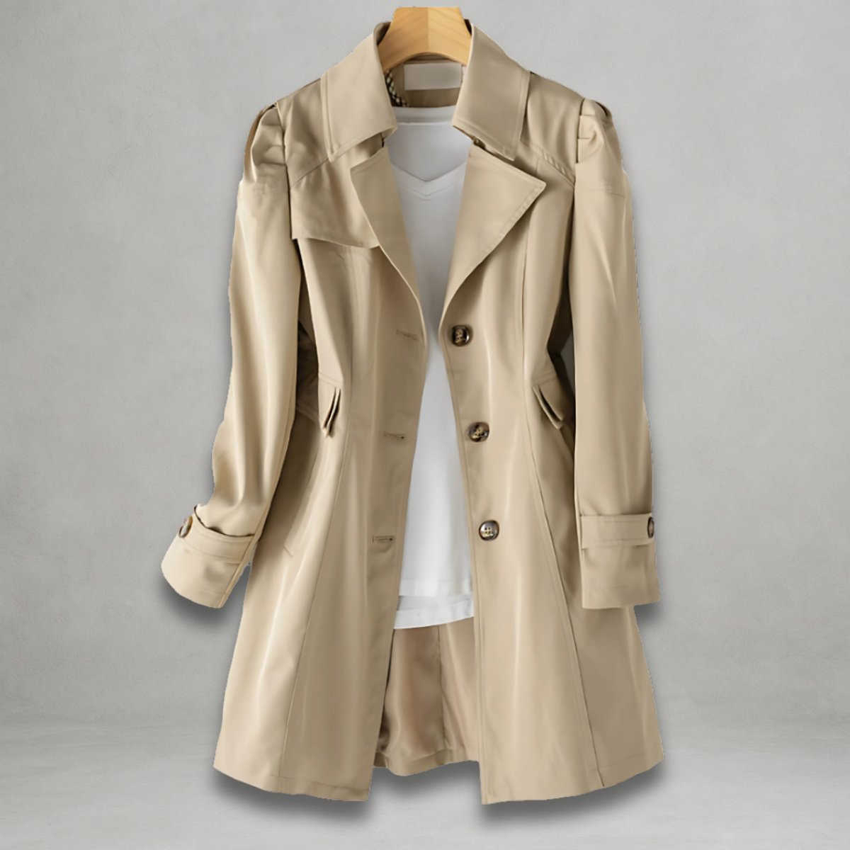 Women's Single-Breasted Mid-Length Trench Coat