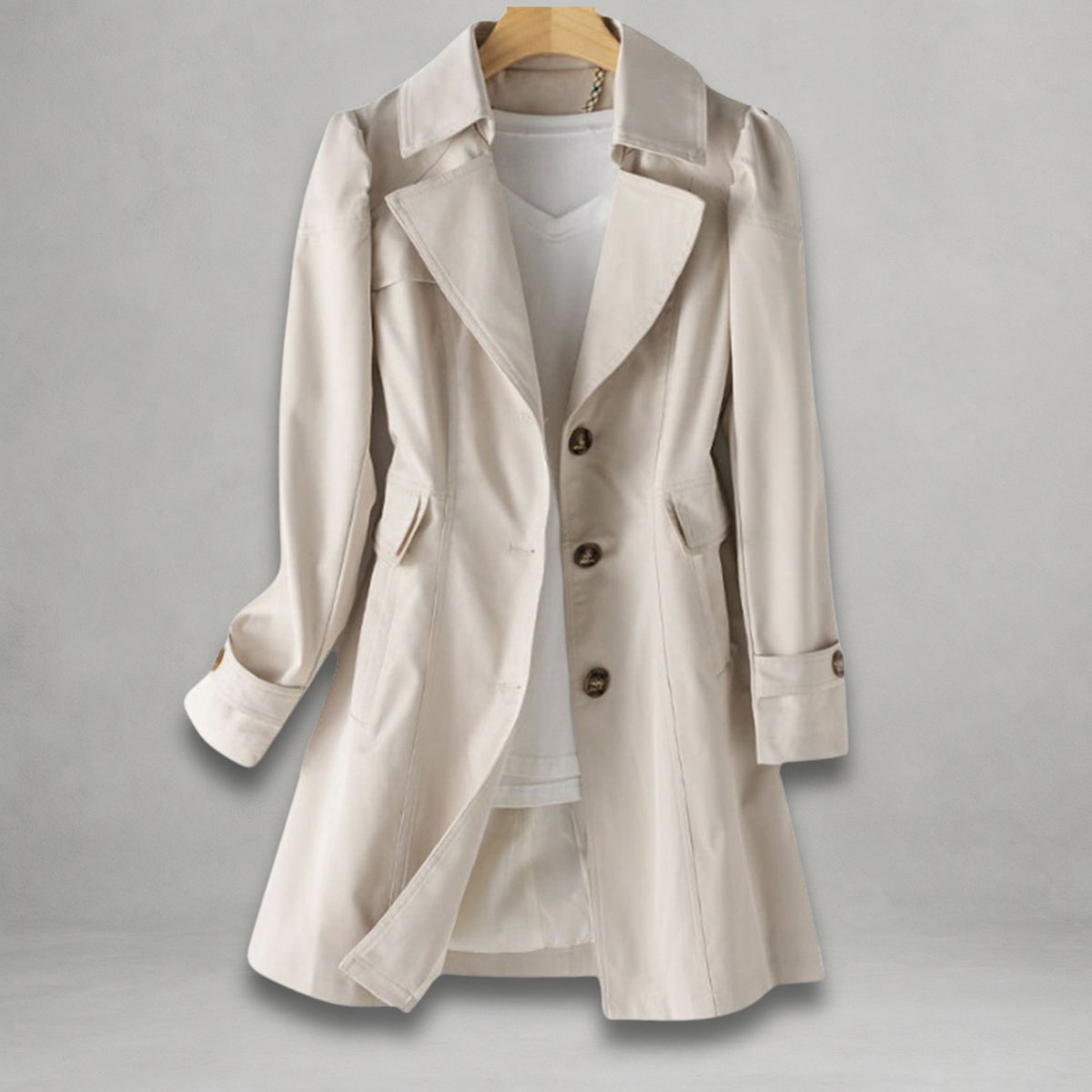 Women's Single-Breasted Mid-Length Trench Coat