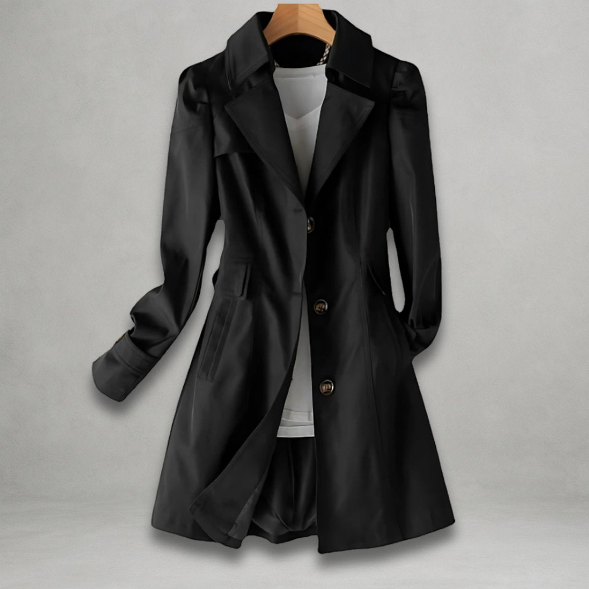 Women's Single-Breasted Mid-Length Trench Coat