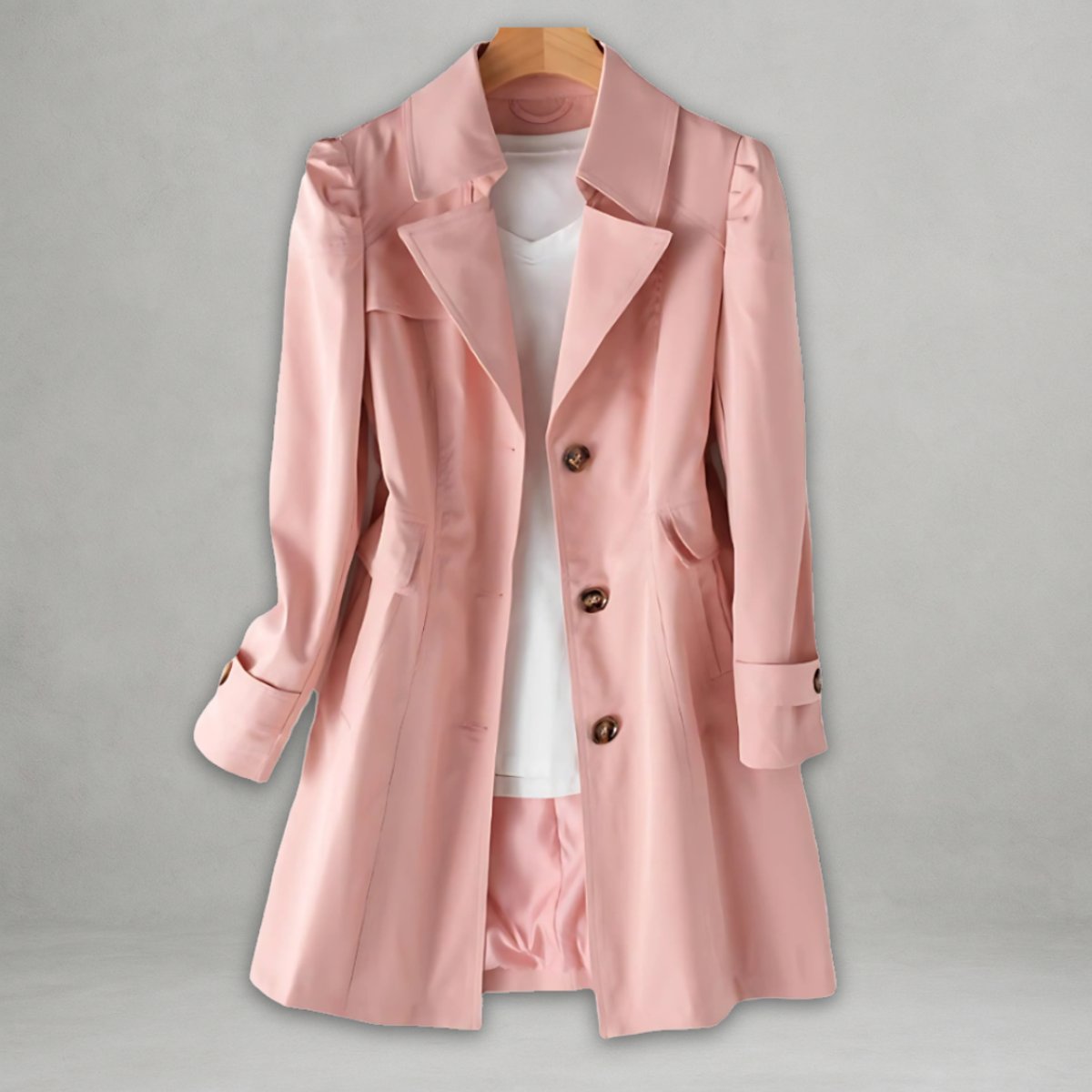 Women's Single-Breasted Mid-Length Trench Coat