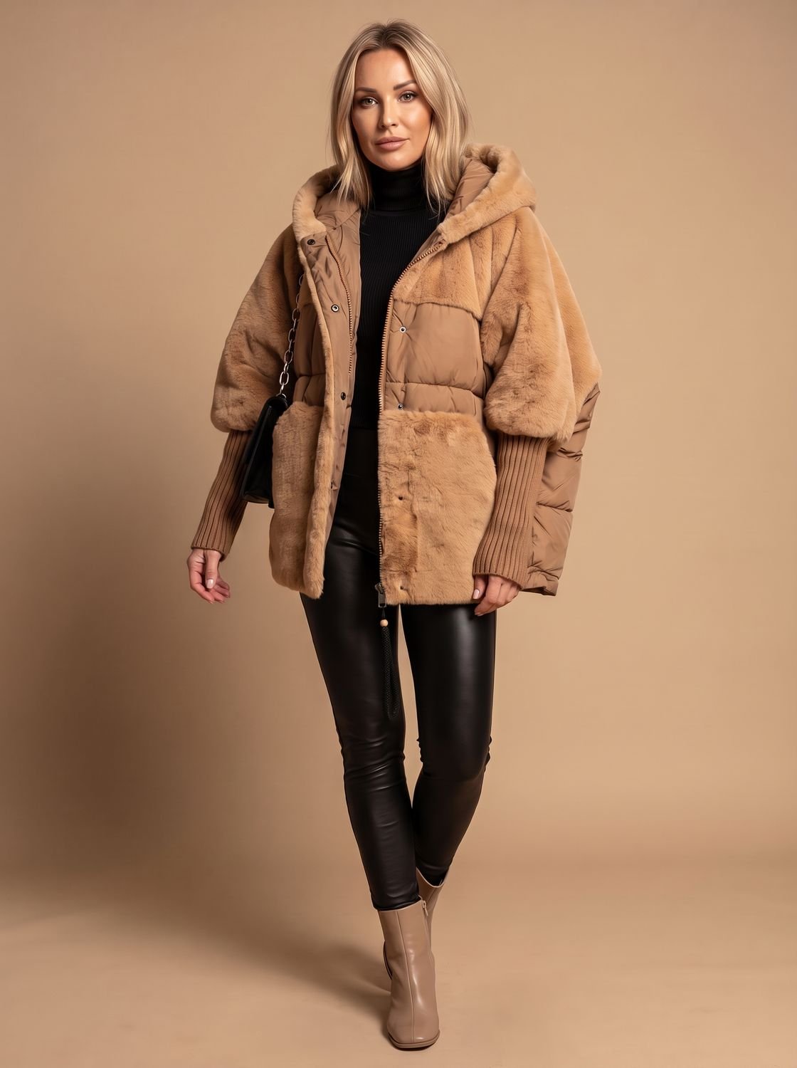 Women's Oversized Faux Fur Hooded Puffer Coat