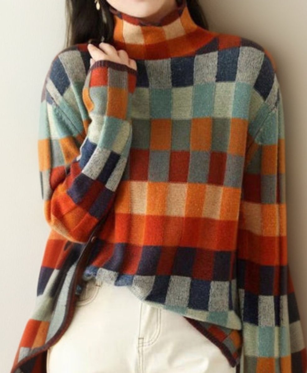 Women's Colorblock Turtleneck Pullover Sweater