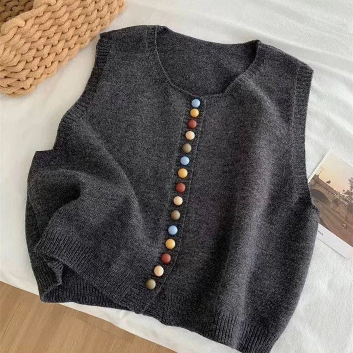 Women's Sleeveless Knit Sweater Vest - Gray