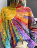 Women's Colorful Turtleneck Pullover Sweater Relaxed Knit - Multicolor