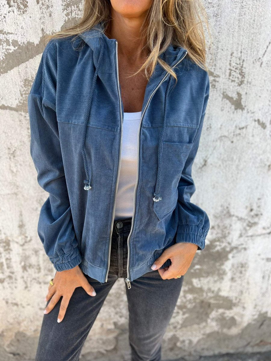 Women's Corduroy Hooded Quilted Jacket