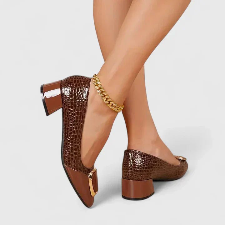 Women's Croc-Embossed Block Heel Loafers