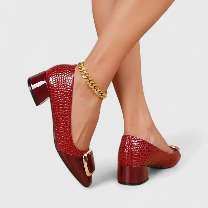 Women's Croc-Embossed Block Heel Loafers