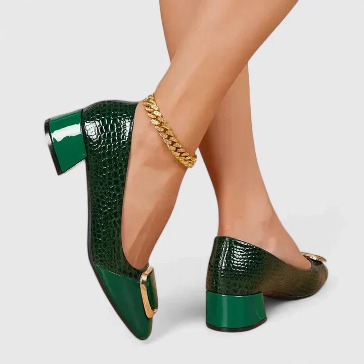 Women's Croc-Embossed Block Heel Loafers