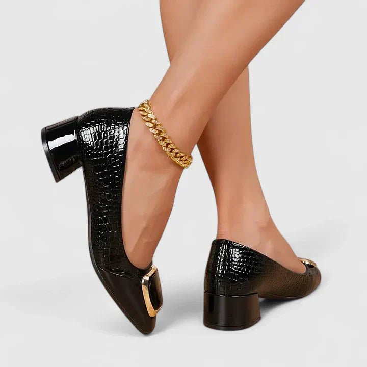 Women's Croc-Embossed Block Heel Loafers