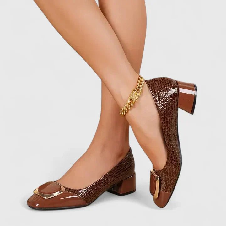 Women's Croc-Embossed Block Heel Loafers