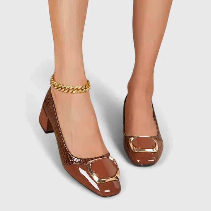 Women's Croc-Embossed Block Heel Loafers