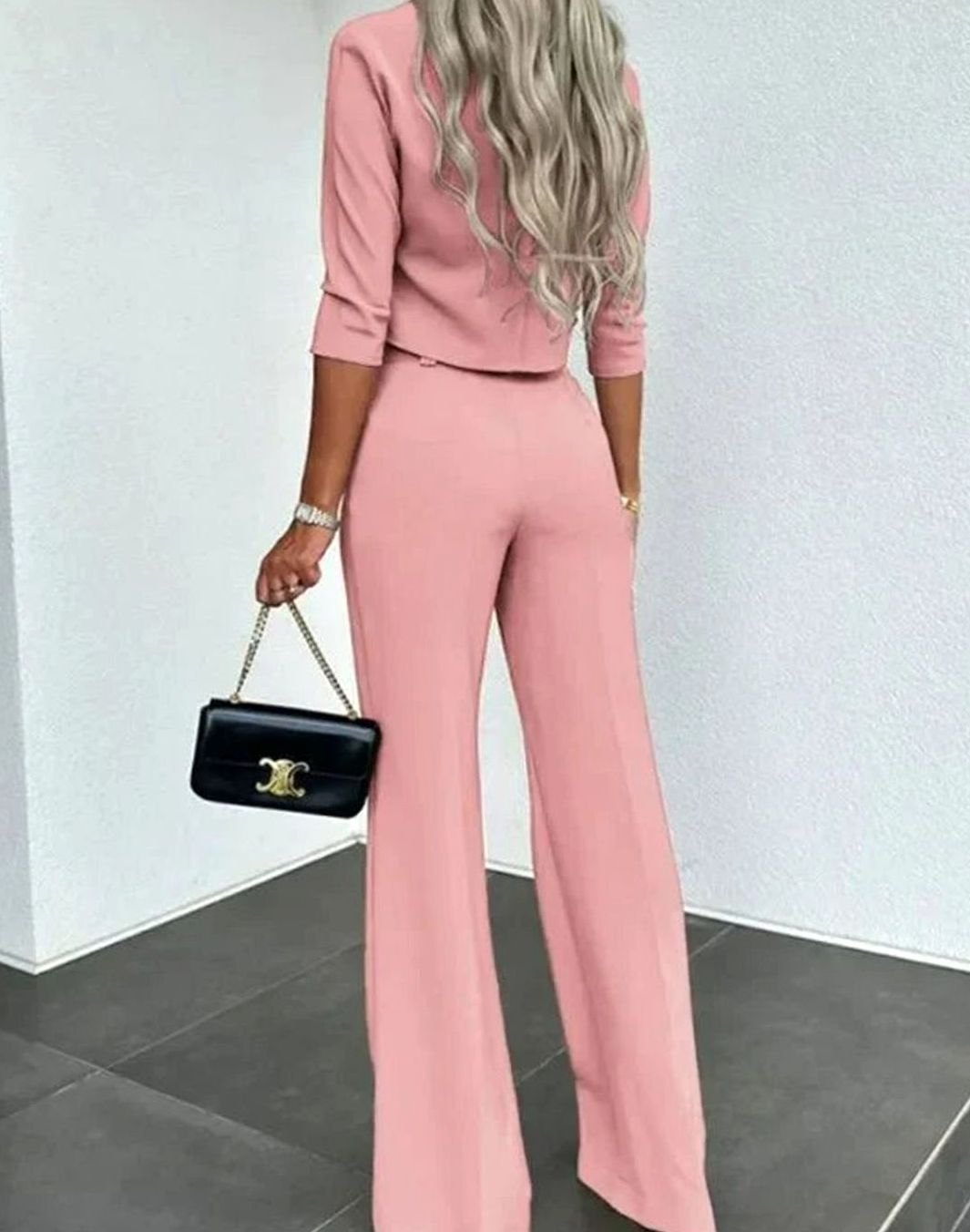 Women's Cropped Top and Wide-Leg Trouser Set