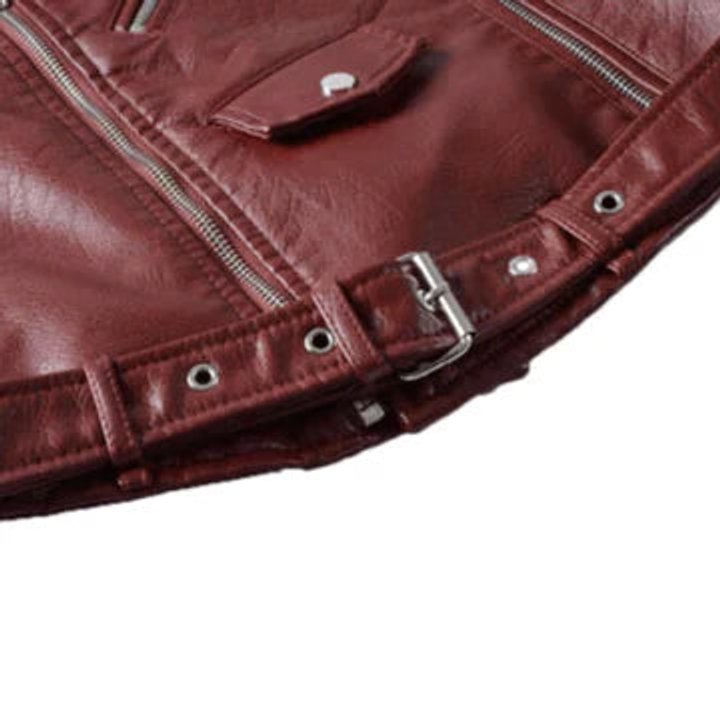 Women's Cropped Belted Faux Leather Jacket