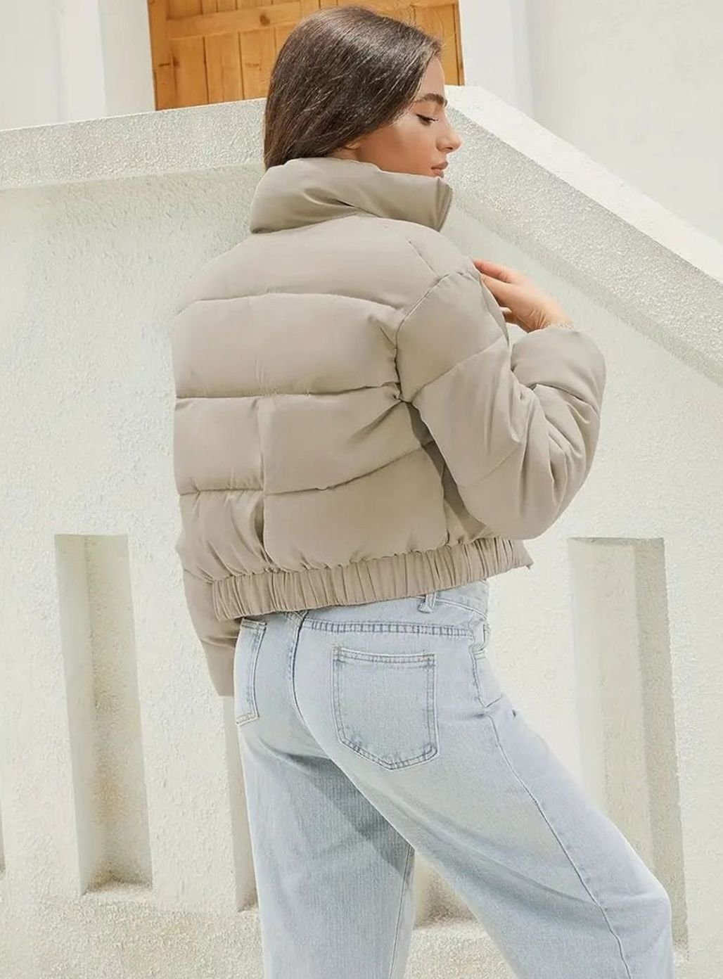 Women's Cropped Stand-Collar Puffer Jacket