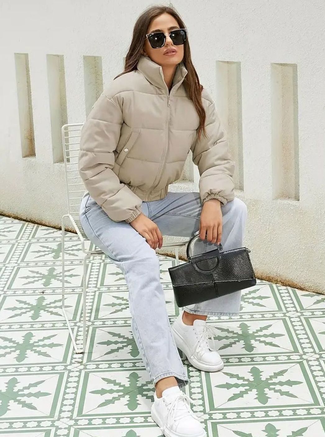 Women's Cropped Stand-Collar Puffer Jacket