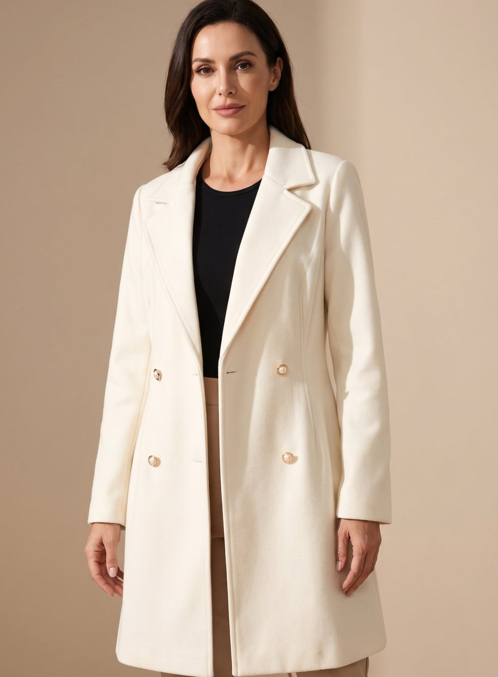 Women's Flared Knee-Length Wool-Blend Coat