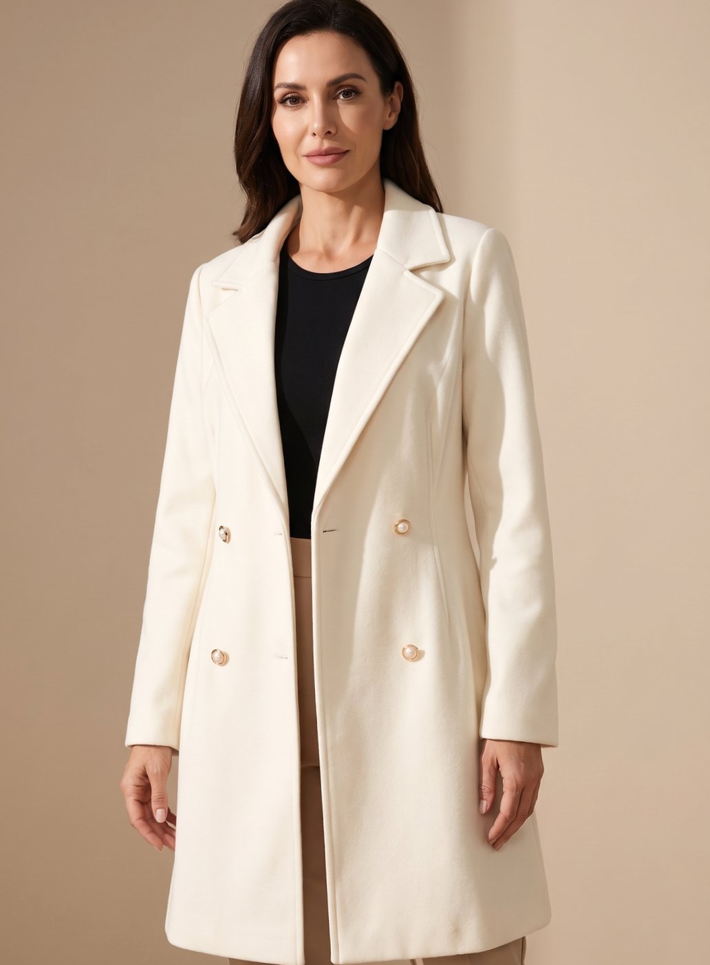 Women's Flared Knee-Length Wool-Blend Coat