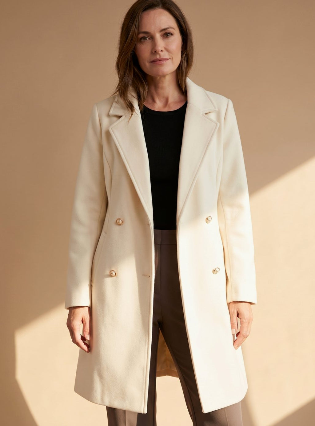 Women's Flared Knee-Length Wool-Blend Coat
