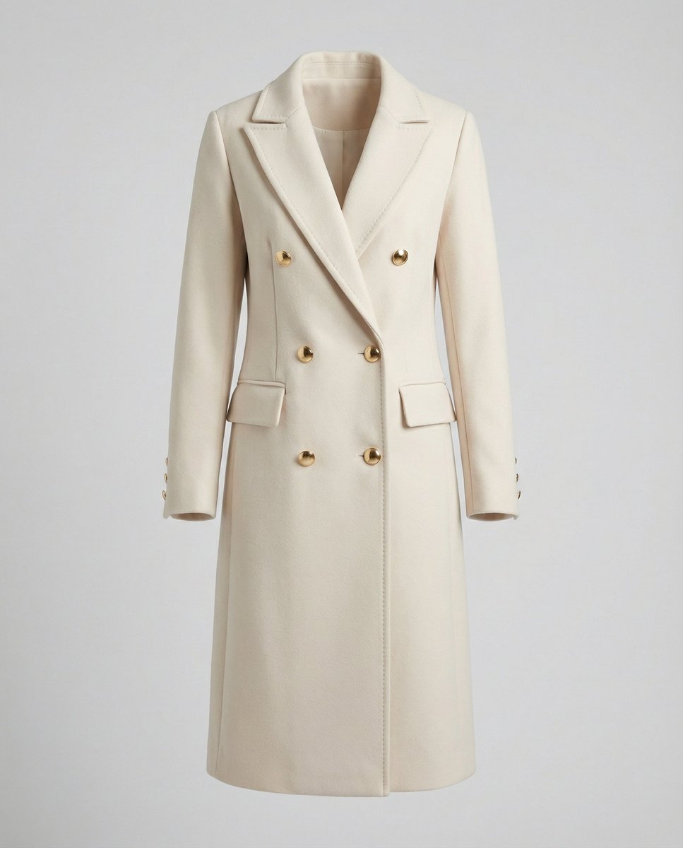 Women's Double-Breasted Long-Sleeve Midi Overcoat