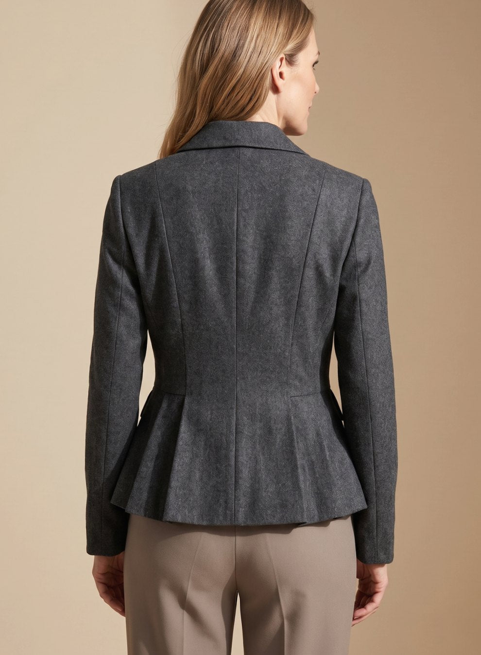 Women's Double-Breasted Peplum Blazer with Notch Lapel