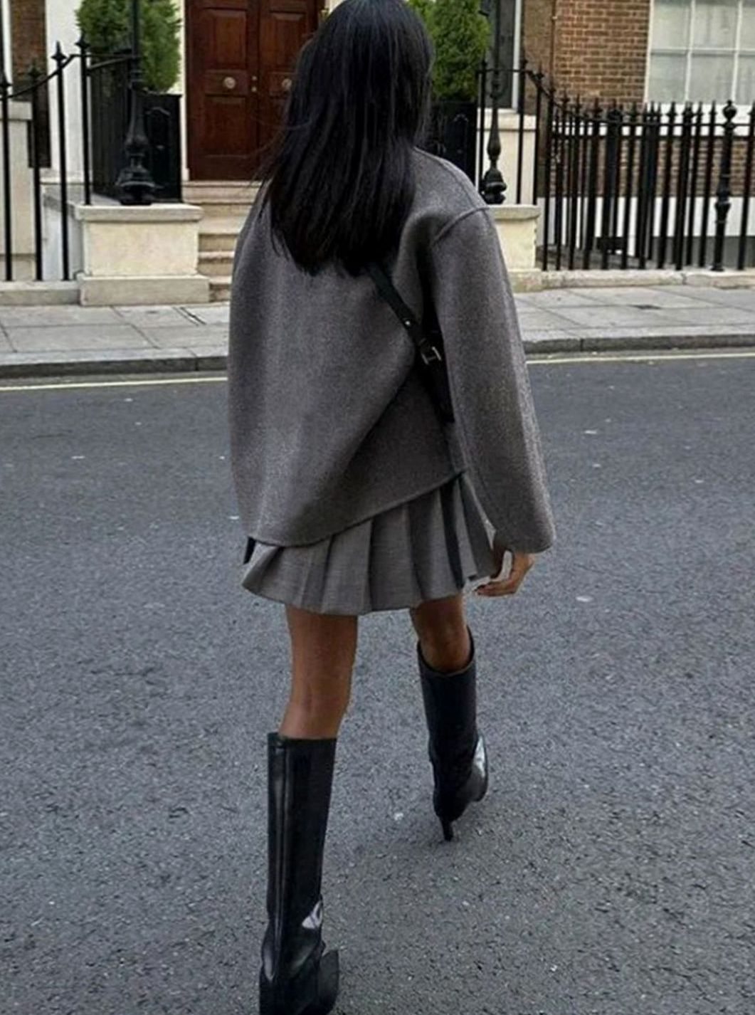 Women's Relaxed Double-Breasted Wool Pea Coat