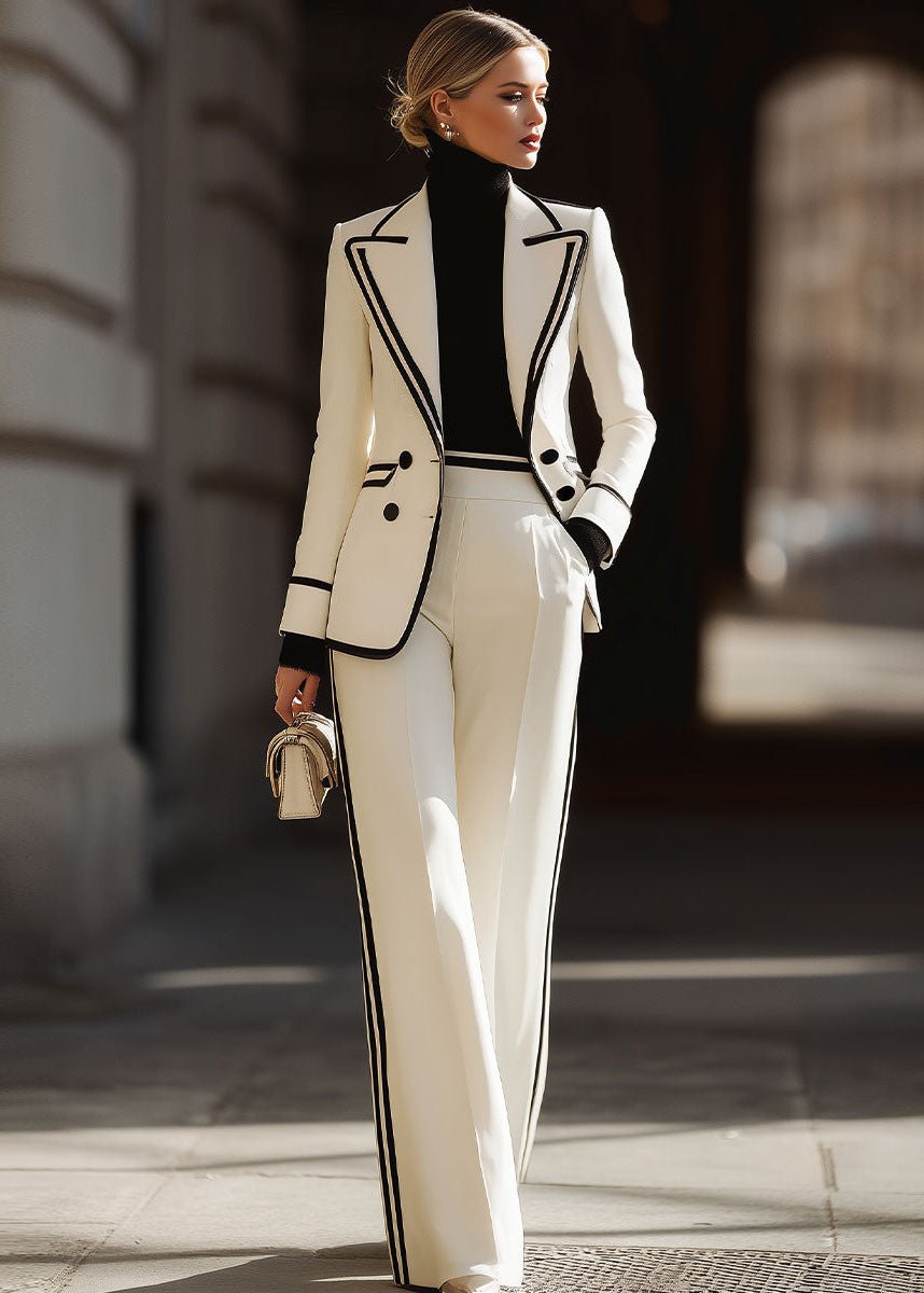 Women’s Double-Breasted Blazer Wide-Leg Suit Set
