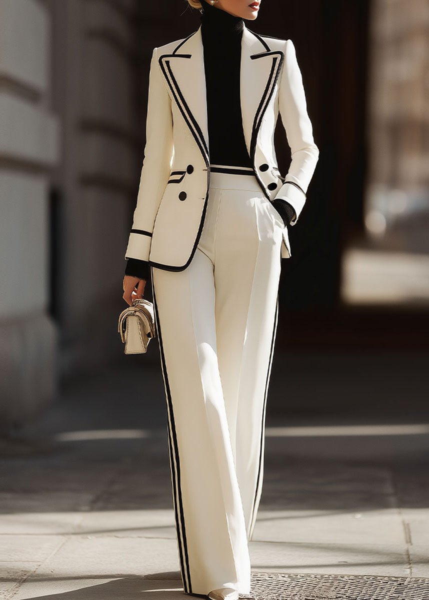 Women’s Double-Breasted Blazer Wide-Leg Suit Set