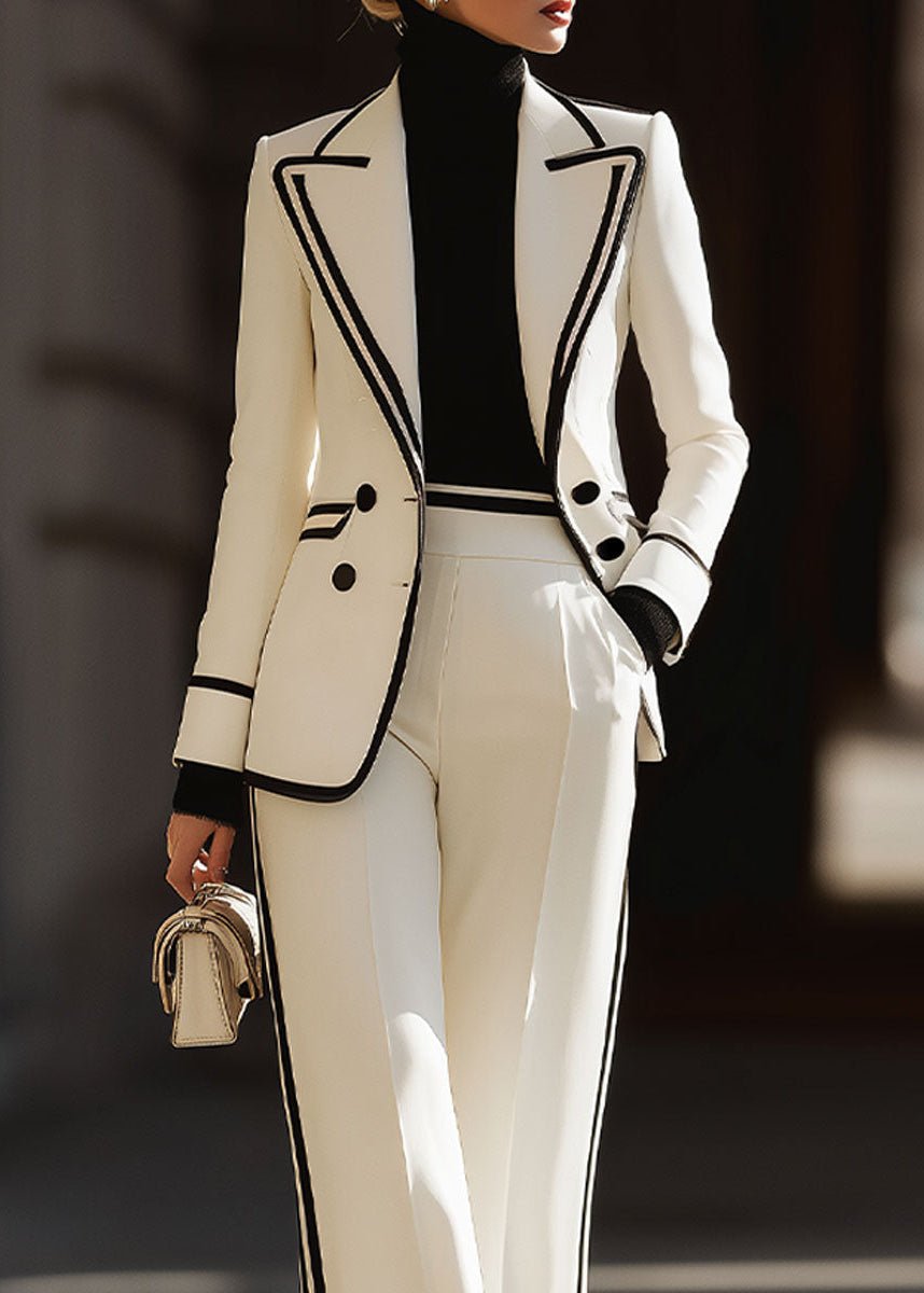 Women’s Double-Breasted Blazer Wide-Leg Suit Set