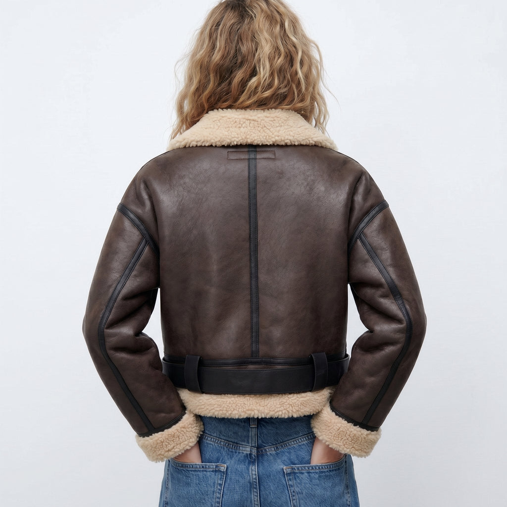 Women's Double-Sided Shearling Bomber Jacket