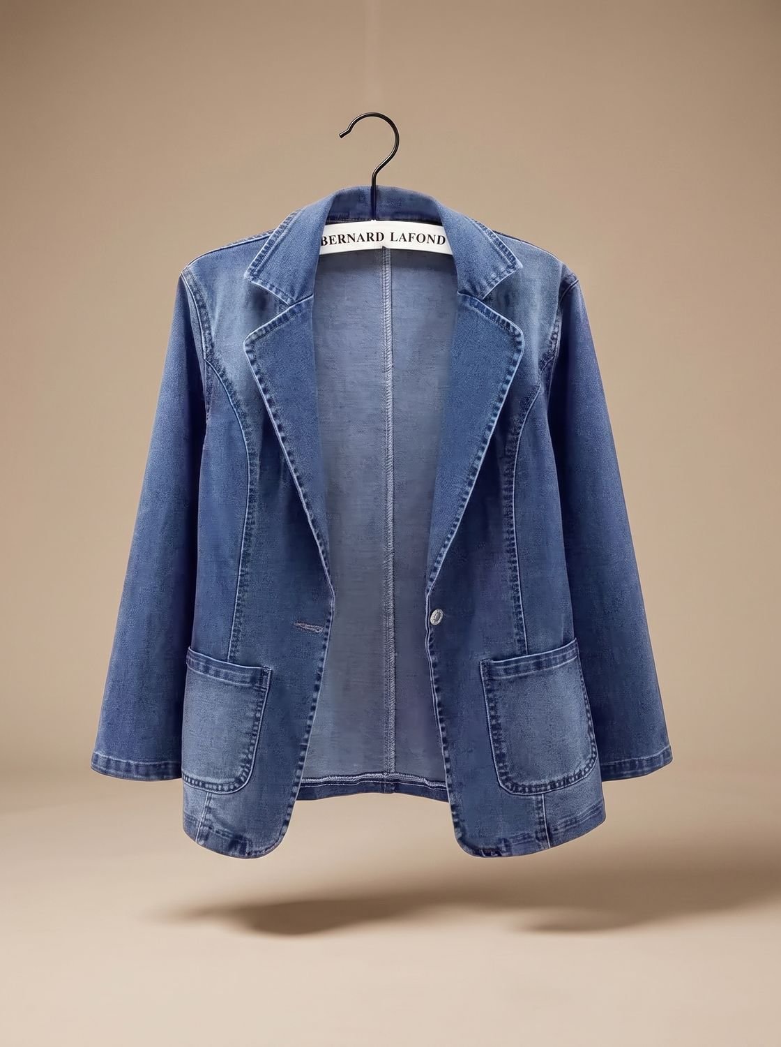 Women's Notch Lapel Single-Button Denim Blazer