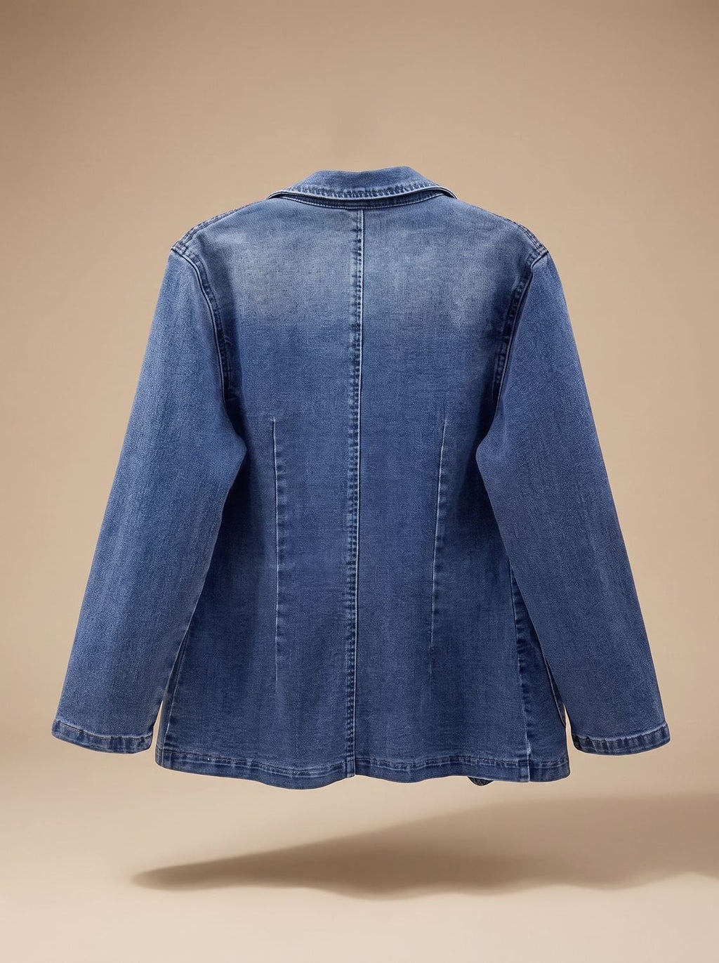 Women's Notch Lapel Single-Button Denim Blazer