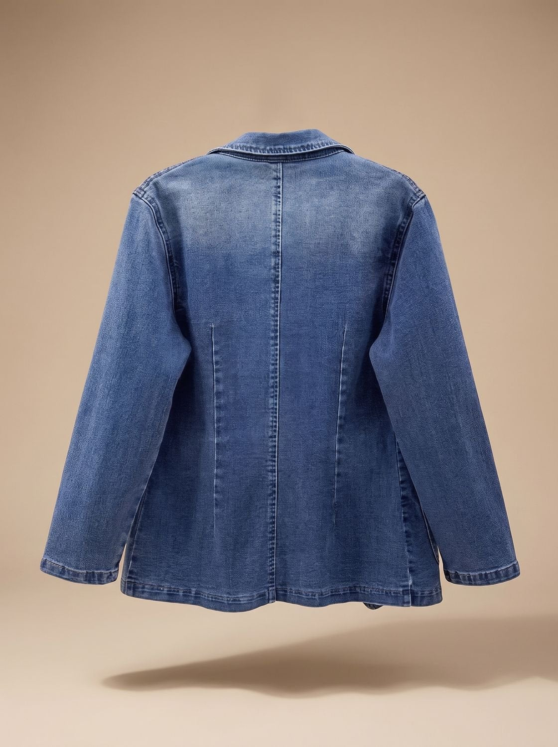 Women's Notch Lapel Single-Button Denim Blazer