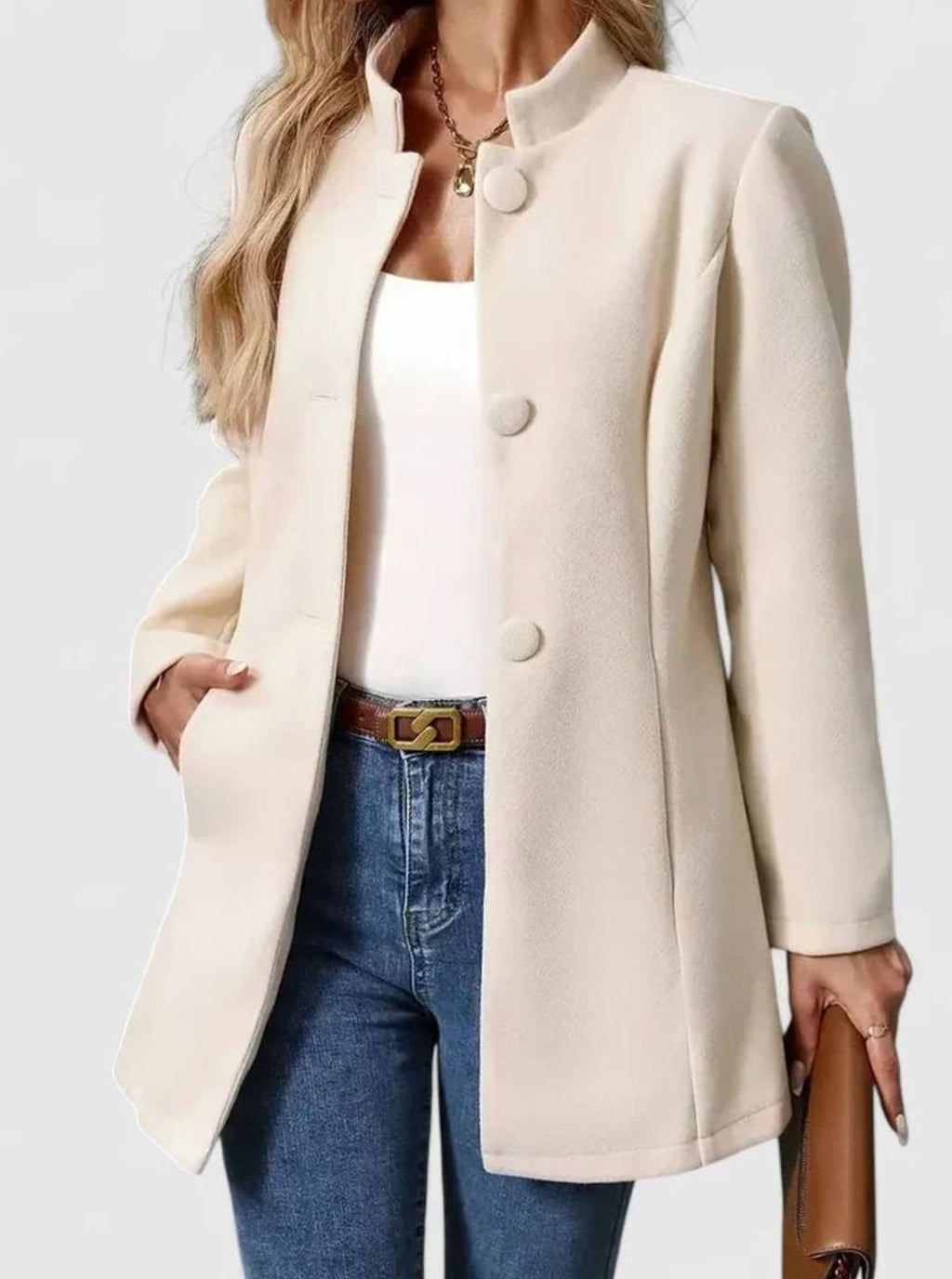 Women's Waist-Shaping Stand-Collar Formal Jacket