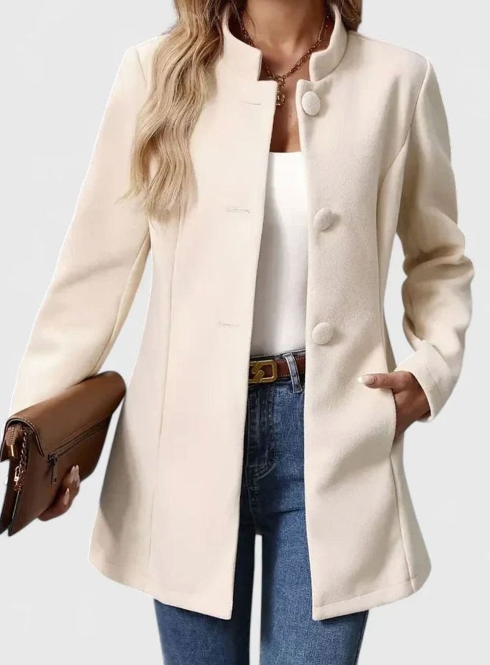 Women's Waist-Shaping Stand-Collar Formal Jacket