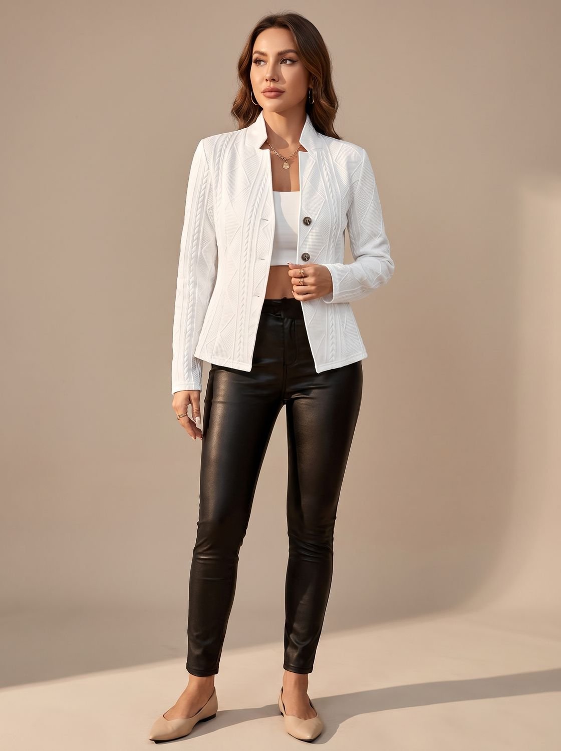 Women's Textured Cable-Knit Button-Front Winter Coat - Black